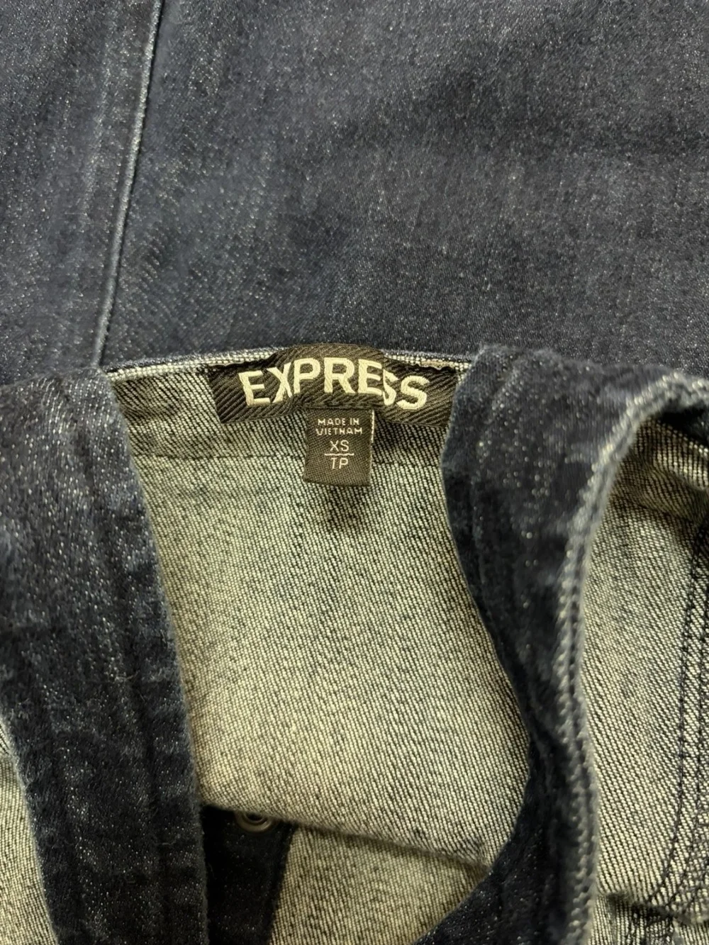 Express Dark Blue Denim Button-Front Midi Dress